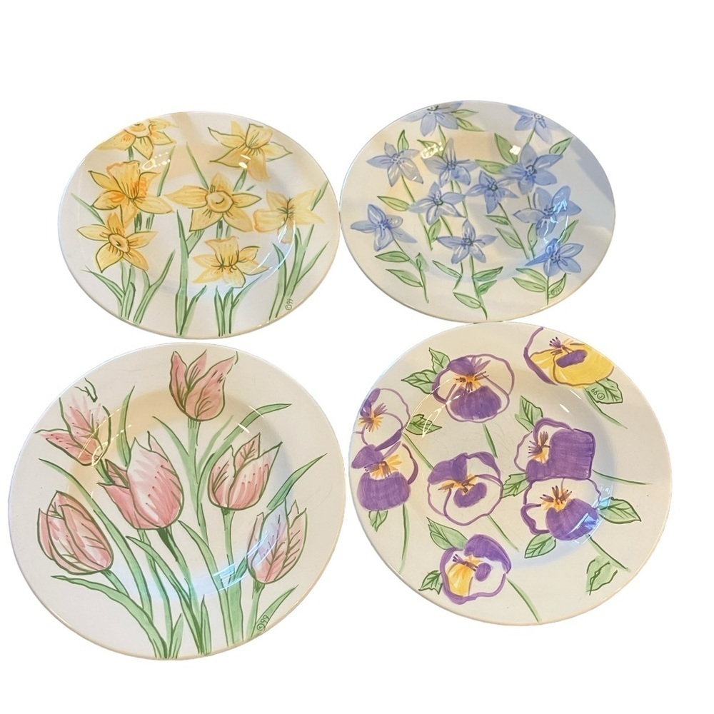 Harry David Floral Ceramic Plates Set 7in